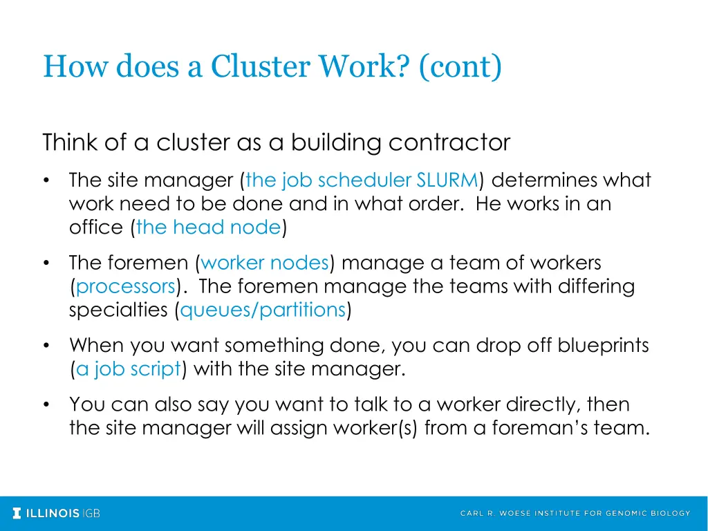 how does a cluster work cont
