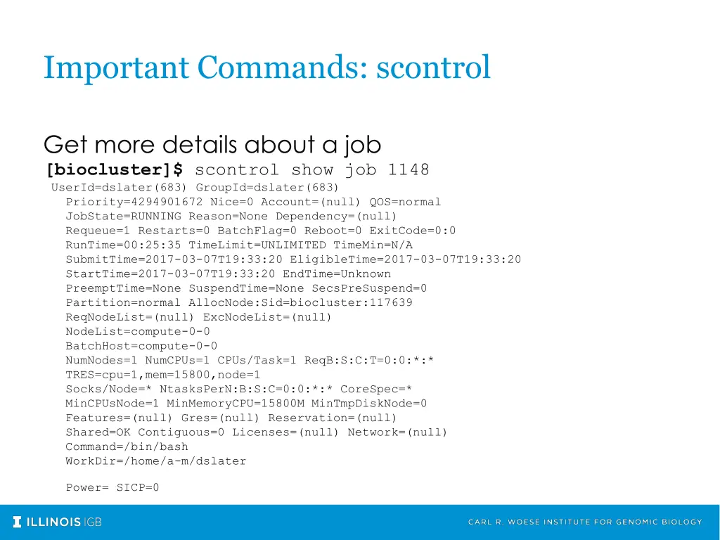important commands scontrol