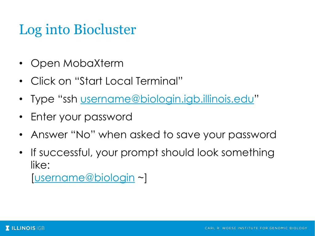 log into biocluster
