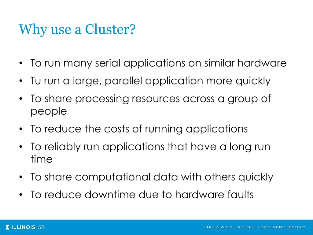 why use a cluster