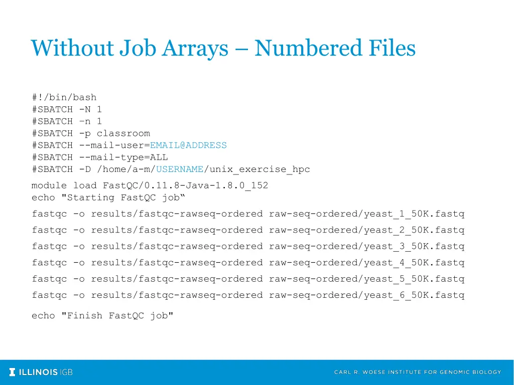 without job arrays numbered files