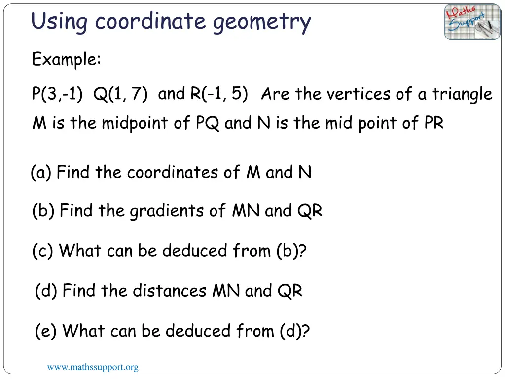 using coordinate geometry 1