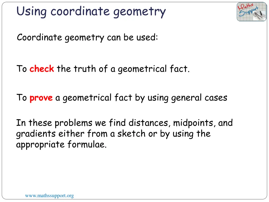 using coordinate geometry