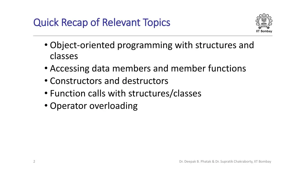 quick recap of relevant topics quick recap