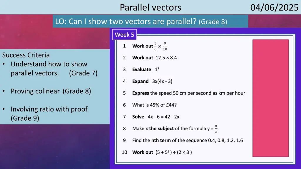 parallel vectors