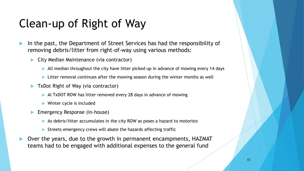 clean up of right of way