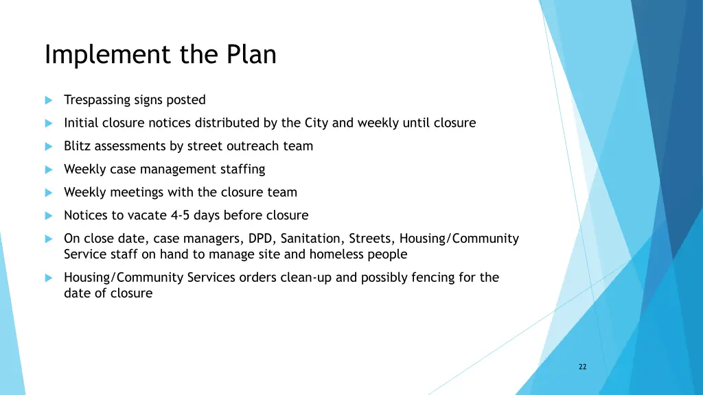 implement the plan