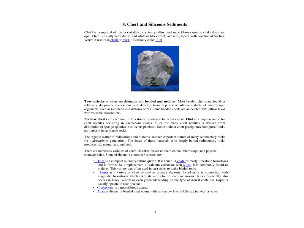 8 chert and siliceous sediments