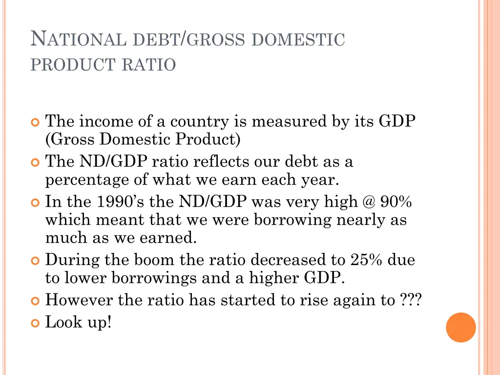n ational debt gross domestic product ratio
