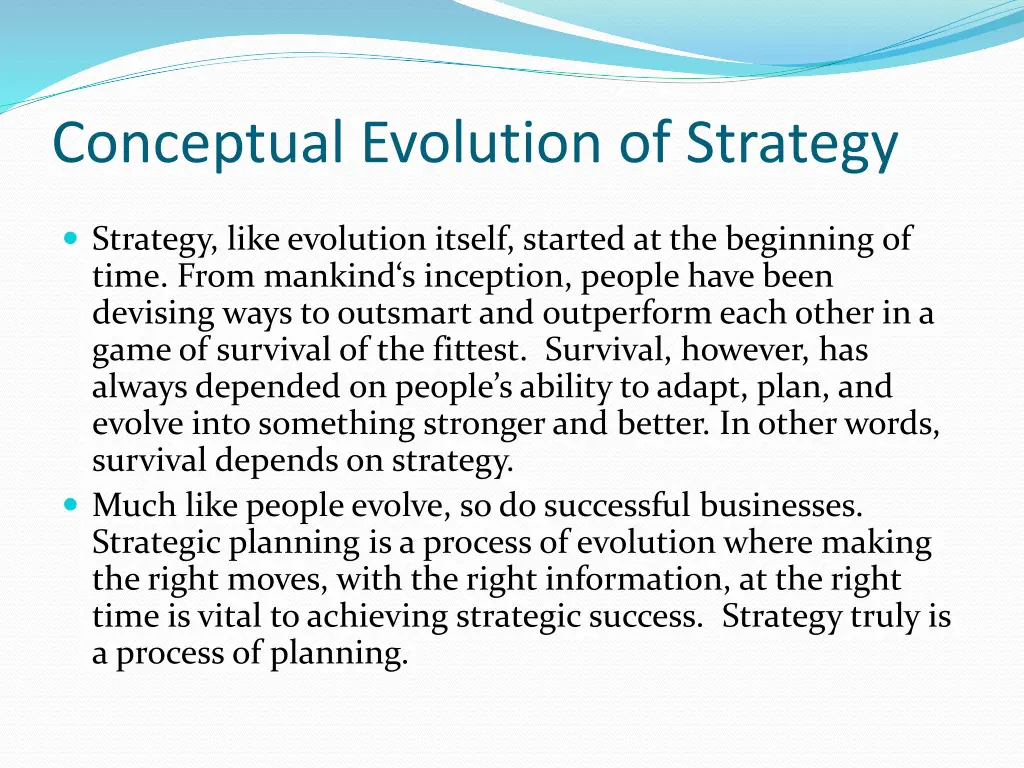 conceptual evolution of strategy