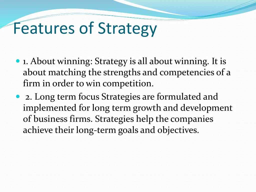 features of strategy