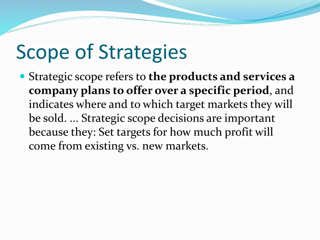 scope of strategies