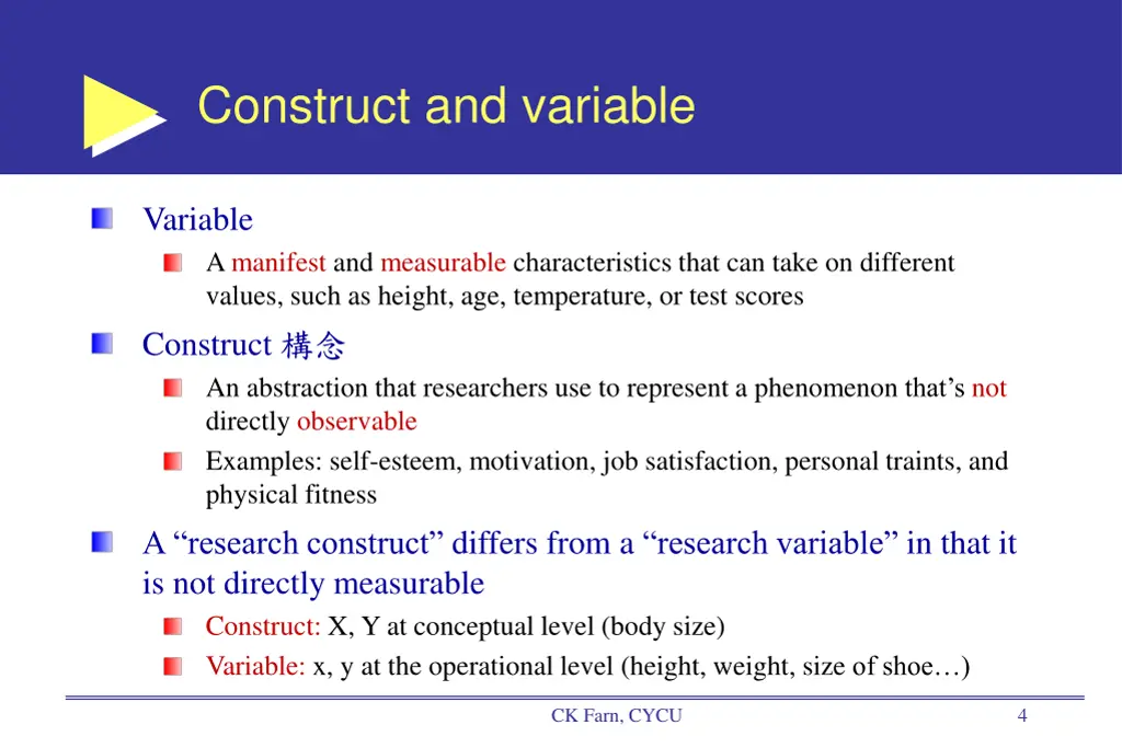 construct and variable
