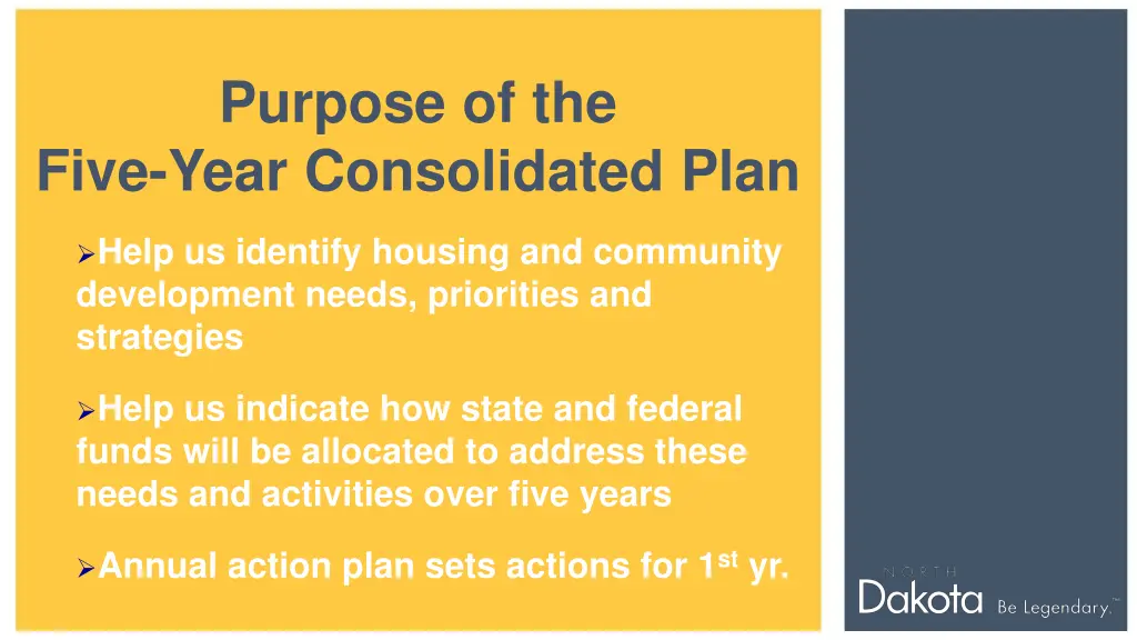 purpose of the five year consolidated plan
