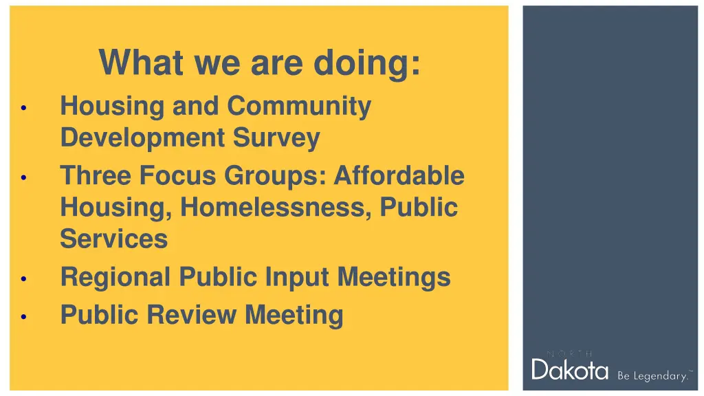 what we are doing housing and community
