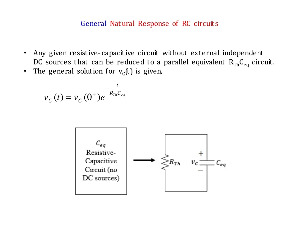 general natural response of rc circuits