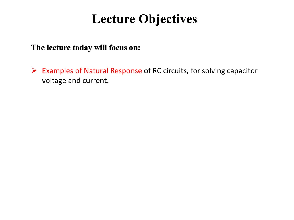 lecture objectives