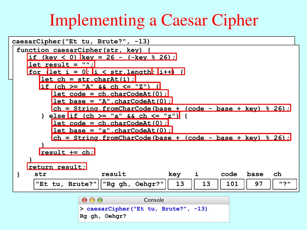 implementing a caesar cipher