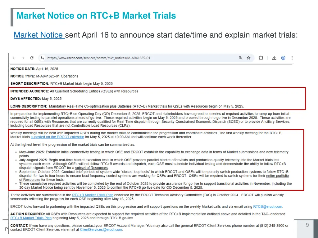 market notice on rtc b market trials