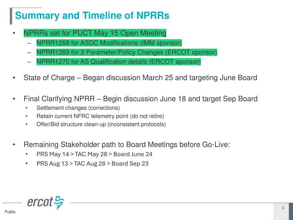 summary and timeline of nprrs