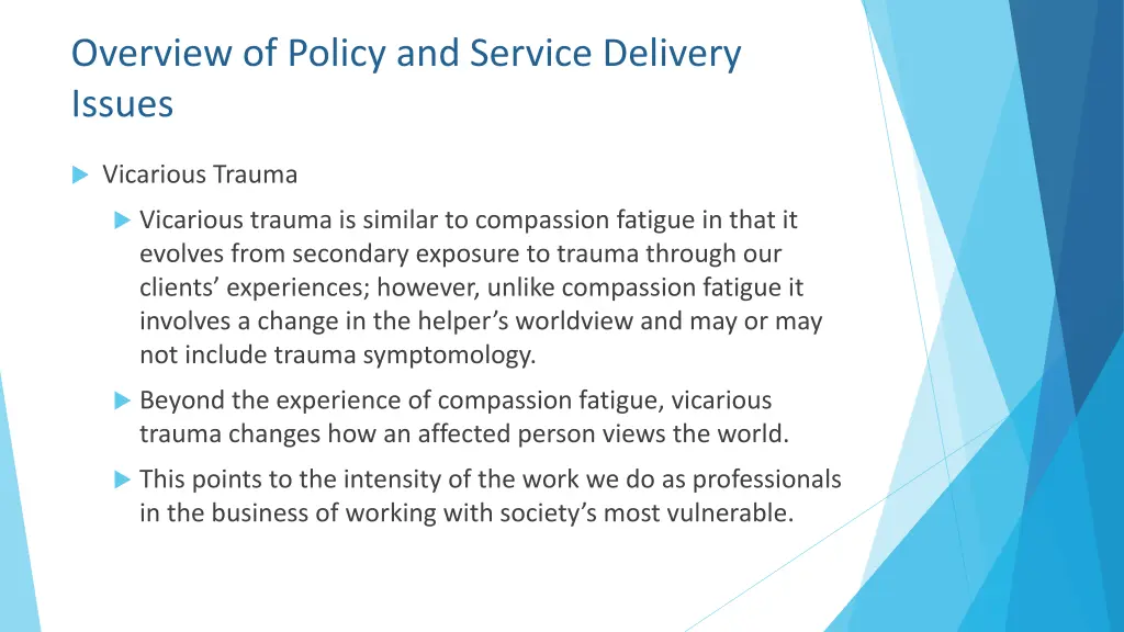 overview of policy and service delivery issues 2