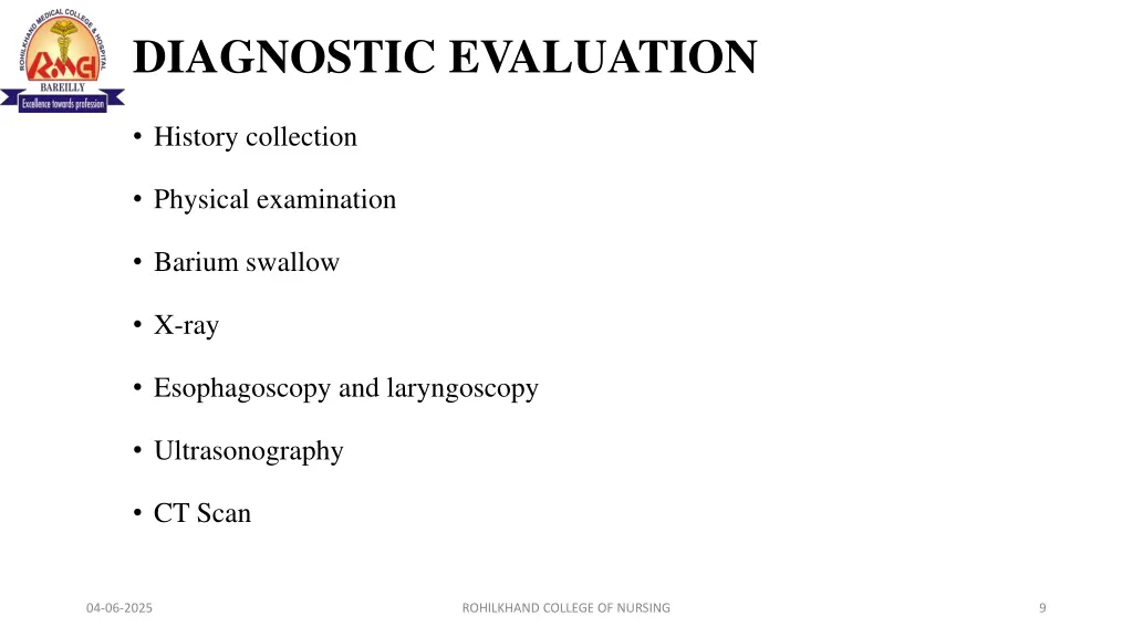 diagnostic evaluation