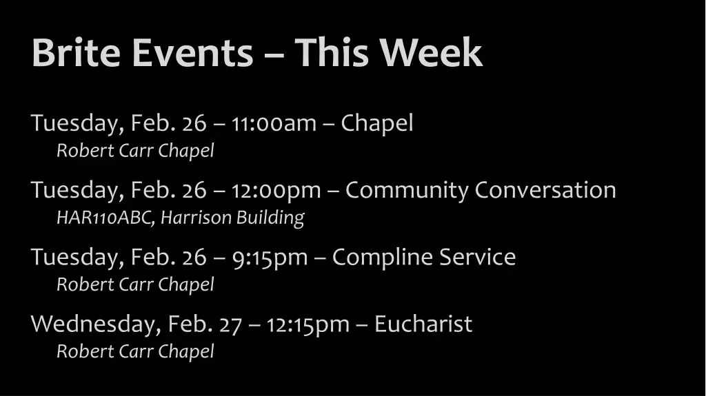 brite events this week