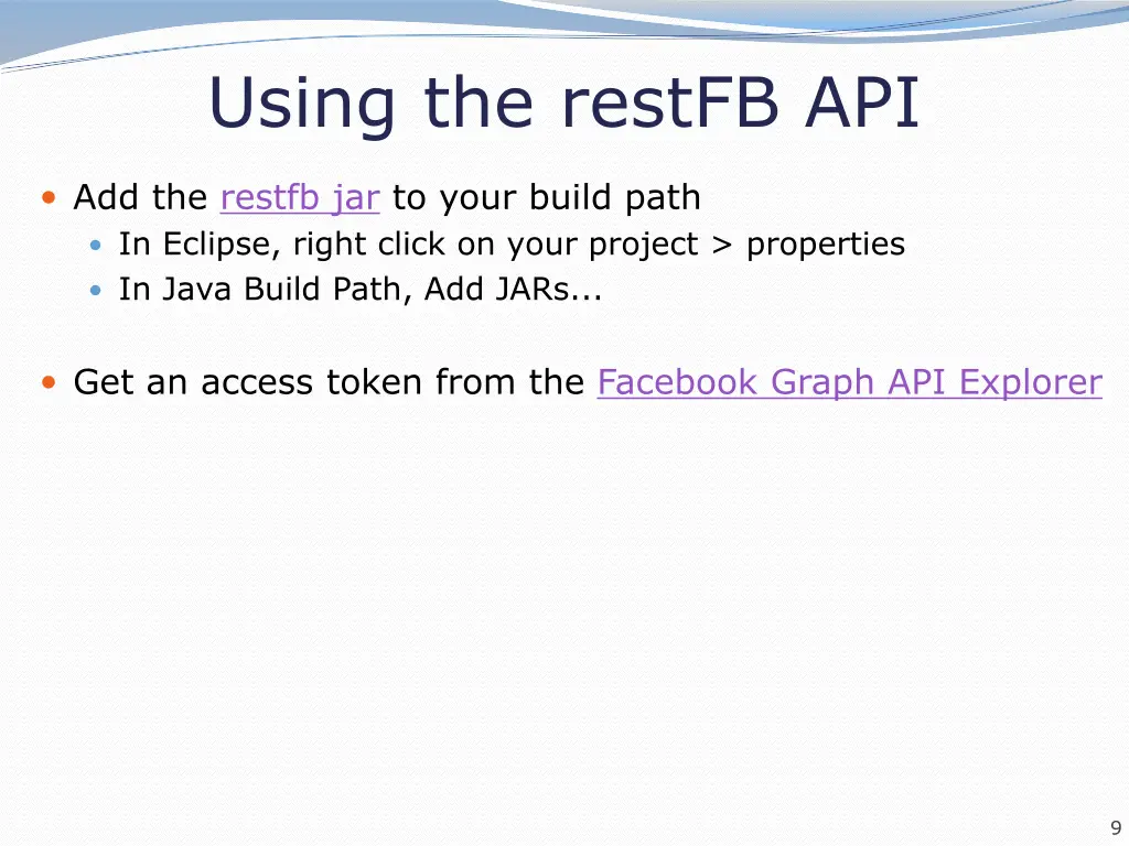 using the restfb api