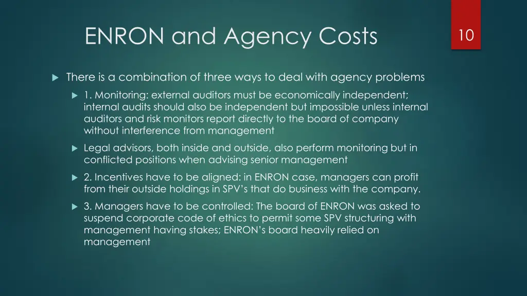 enron and agency costs