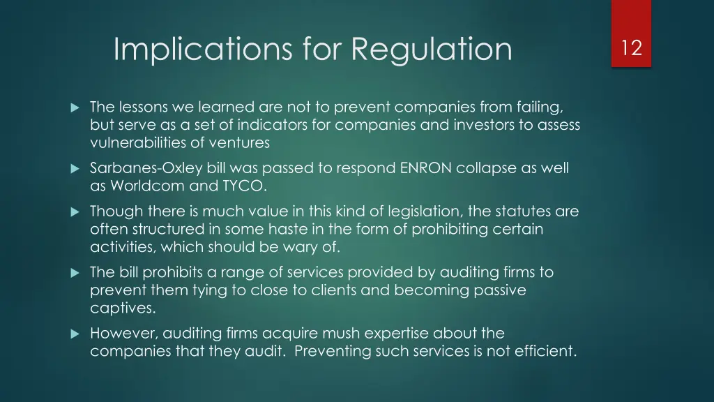 implications for regulation