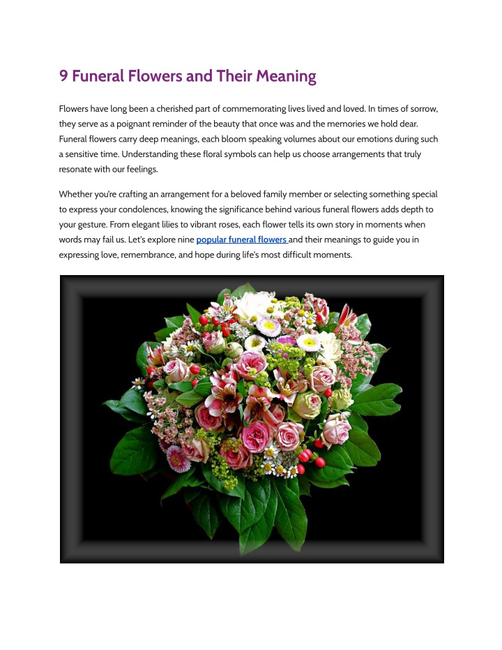 9 funeral flowers and their meaning