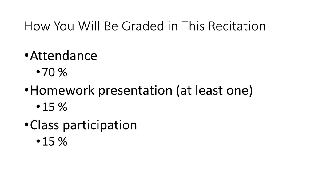how you will be graded in this recitation