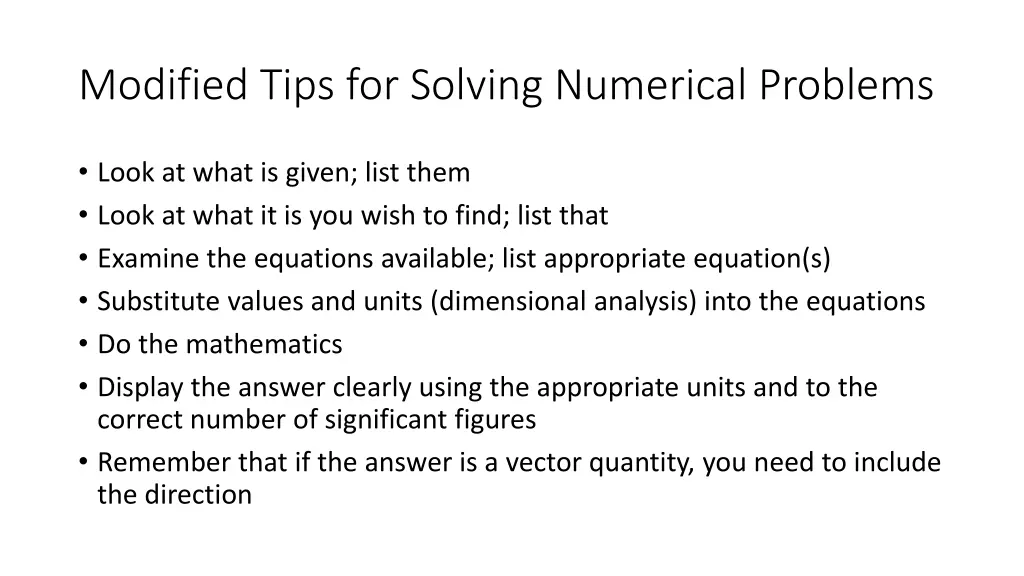 modified tips for solving numerical problems