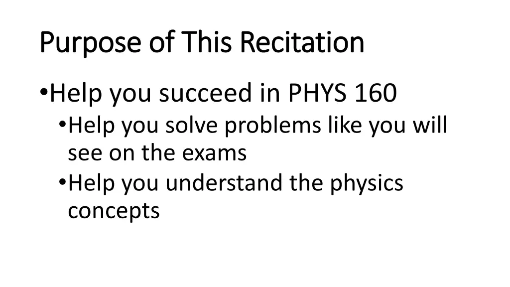 purpose of this recitation purpose of this