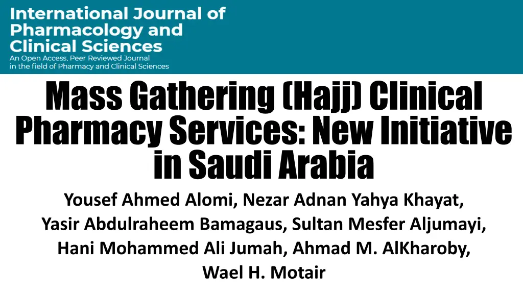 mass gathering hajj clinical pharmacy services
