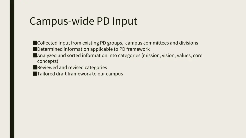 campus wide pd input