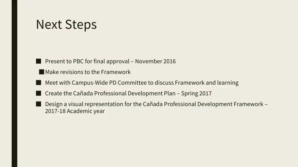 next steps