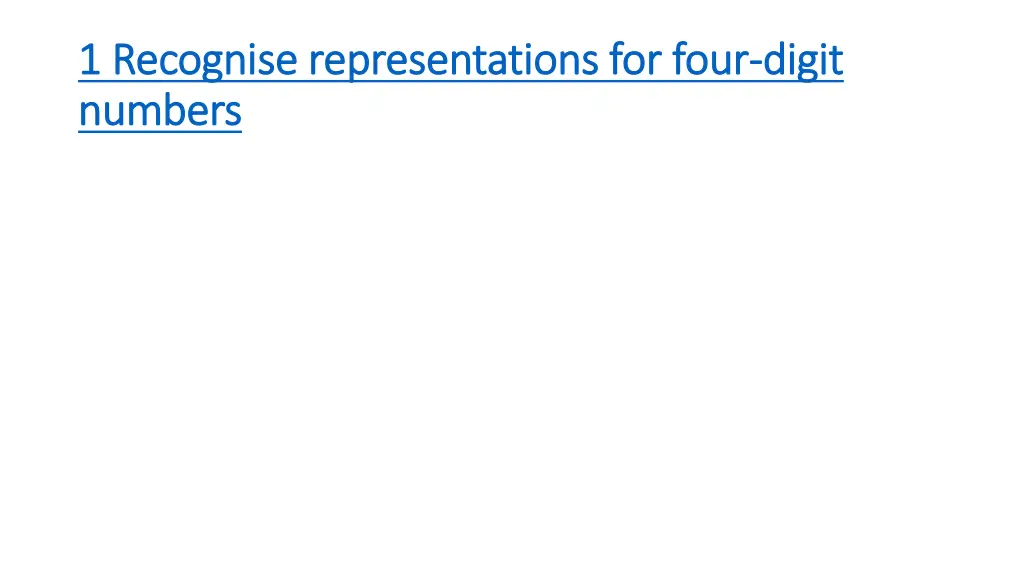 1 recognise representations for four 1 recognise