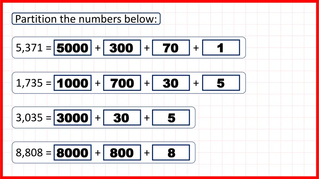 partition the numbers below