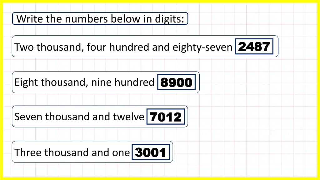 write the numbers below in digits 1