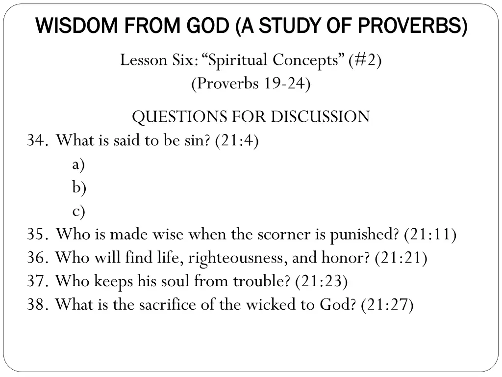 wisdom from god a study of proverbs wisdom from 5