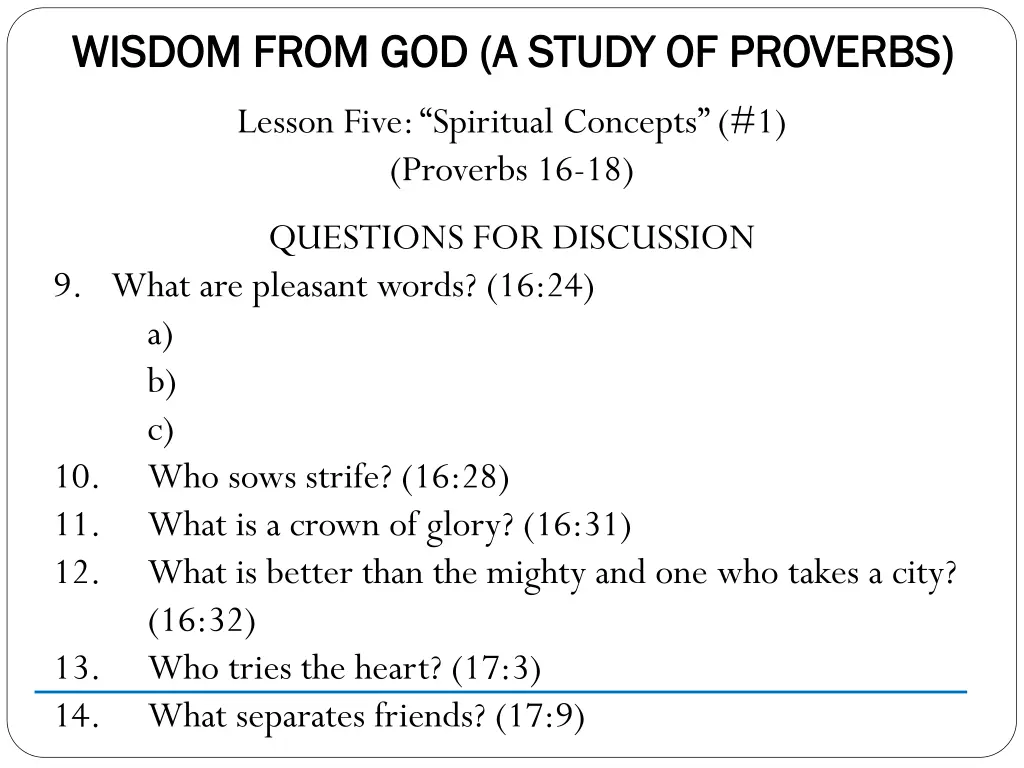 wisdom from god a study of proverbs wisdom from