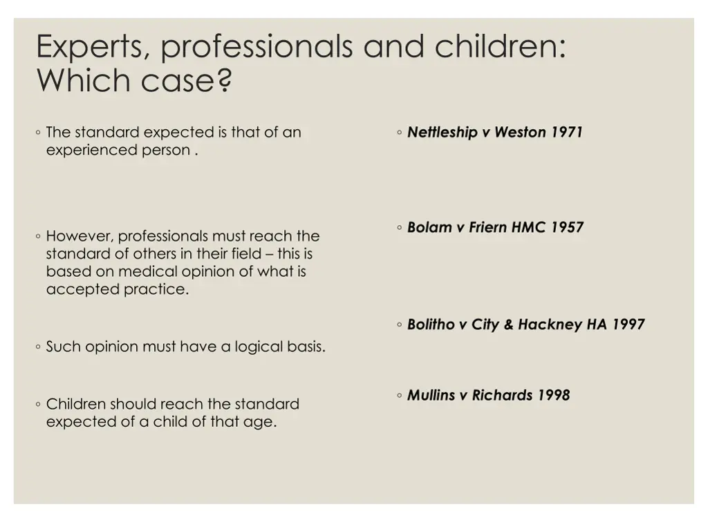 experts professionals and children which case