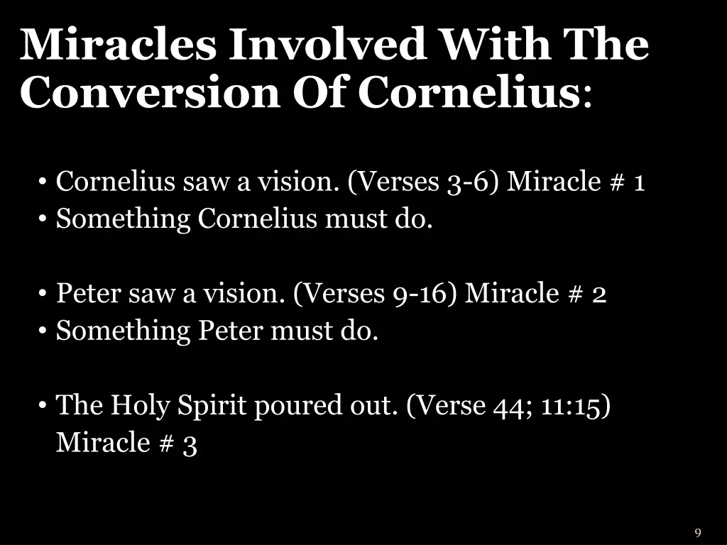miracles involved with the conversion of cornelius
