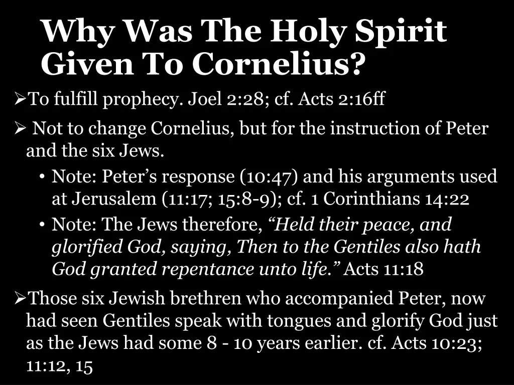why was the holy spirit given to cornelius 1