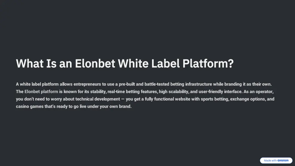 what is an elonbet white label platform what