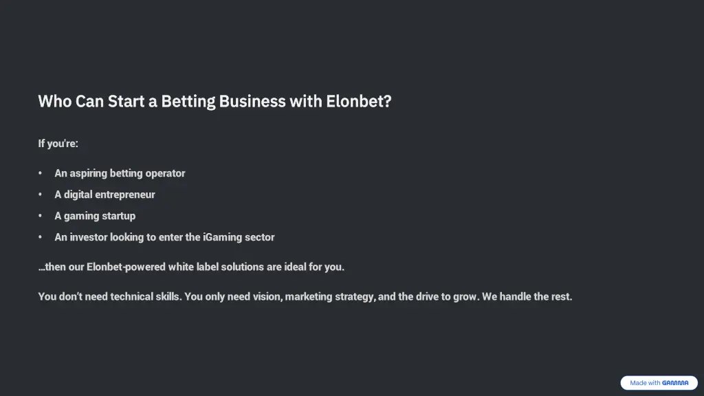 who can start a betting business with elonbet