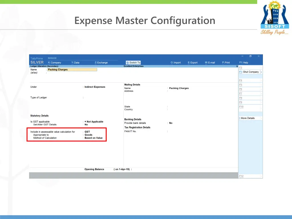 expense master configuration