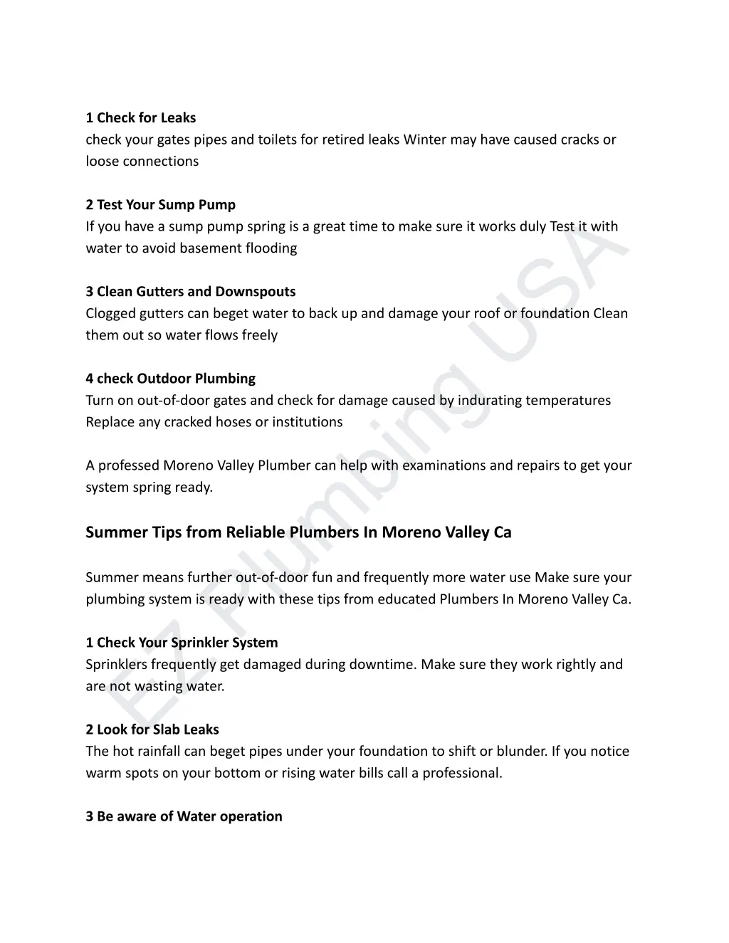 1 check for leaks check your gates pipes