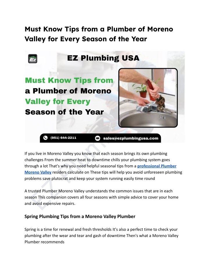 must know tips from a plumber of moreno valley